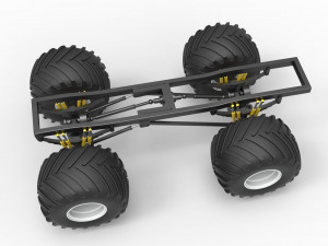 Chassis of vintage monster truck Scale 1 to 25 3Dプリントモデル