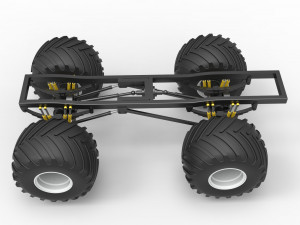Chassis of vintage monster truck Scale 1 to 25 3Dプリントモデル
