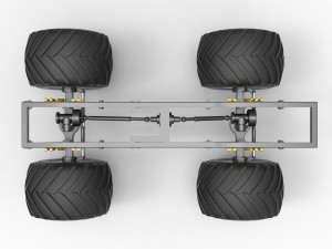 Chassis of vintage monster truck Scale 1 to 25 3Dプリントモデル