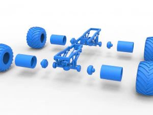 Telaio del monster truck vintage Scala da 1 a 25 Modello di stampa 3D