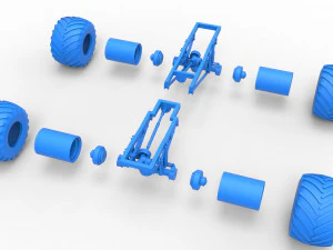 Telaio del monster truck vintage Scala da 1 a 25 Modello di stampa 3D