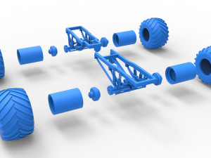Chassis of vintage monster truck Scale 1 to 25 3Dプリントモデル