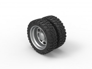 Rear semi wheel for pickup Version 20 Scale 1 to 25 3Dプリントモデル