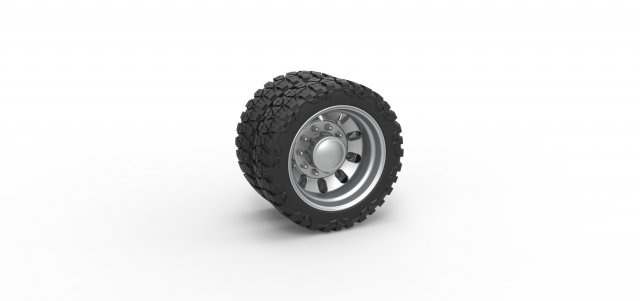 Rear semi wheel for pickup Version 21 Scale 1 to 25 3D Baskı Modeli .c4d .max .obj .3ds .fbx .stl .blend 