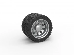 Заднее полуколесо для пикапа Версия 21 Масштаб от 1 до 25 3D Принт Модель