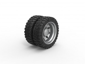 Rear semi wheel for pickup Version 21 Scale 1 to 25 3D Baskı Modeli