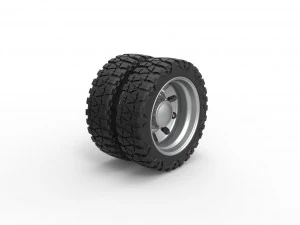 Rear semi wheel for pickup Version 21 Scale 1 to 25 3D Print Model