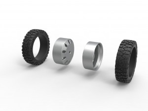 Rear semi wheel for pickup Version 21 Scale 1 to 25 3D Baskı Modeli