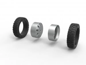 Rear semi wheel for pickup Version 21 Scale 1 to 25 3D Print Model