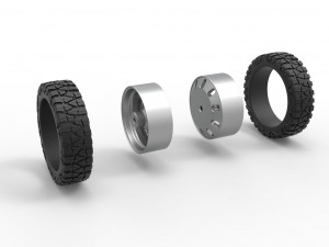 Rear semi wheel for pickup Version 21 Scale 1 to 25 3D Baskı Modeli