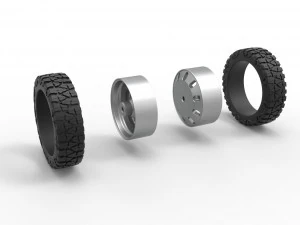Rear semi wheel for pickup Version 21 Scale 1 to 25 3D Print Model