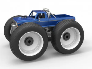 Vintage Monster Truck with 10 ft wheels Scale 1 to 25 3D Print Model