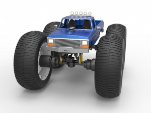 Vintage Monster Truck with 10 ft wheels Scale 1 to 25 3D-Druckmodell