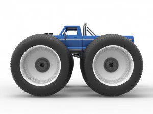 Vintage Monster Truck with 10 ft wheels Scale 1 to 25 3D Print Model