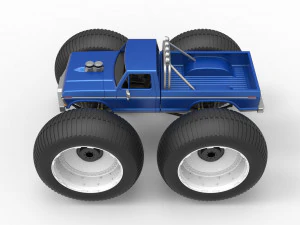 Vintage Monster Truck with 10 ft wheels Scale 1 to 25 3D Print Model