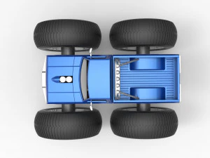 Vintage Monster Truck with 10 ft wheels Scale 1 to 25 3D Print Model