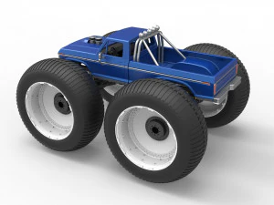Vintage Monster Truck with 10 ft wheels Scale 1 to 25 3D Print Model