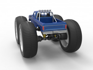 Vintage Monster Truck with 10 ft wheels Scale 1 to 25 3D-Druckmodell