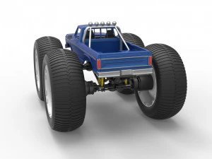 Vintage Monster Truck with 10 ft wheels Scale 1 to 25 3D Print Model