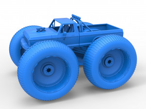 Vintage Monster Truck with 10 ft wheels Scale 1 to 25 3D-Druckmodell