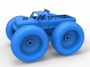Vintage Monster Truck with 10 ft wheels Scale 1 to 25 3D Print Model