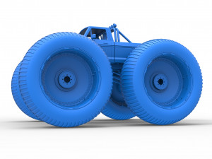 Vintage Monster Truck with 10 ft wheels Scale 1 to 25 3D-Druckmodell