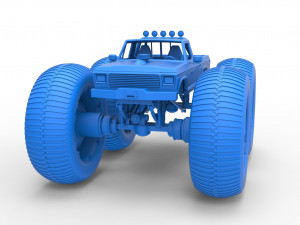 Vintage Monster Truck with 10 ft wheels Scale 1 to 25 3D-Druckmodell