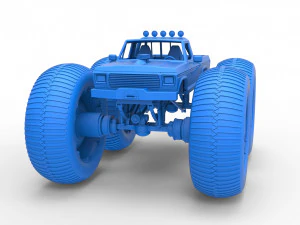 Vintage Monster Truck with 10 ft wheels Scale 1 to 25 3D Print Model