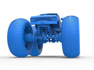Vintage Monster Truck with 10 ft wheels Scale 1 to 25 3D Print Model