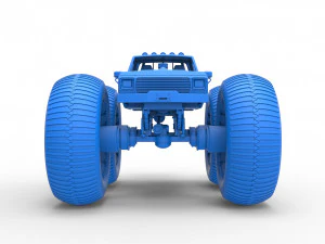 Vintage Monster Truck with 10 ft wheels Scale 1 to 25 3D Print Model