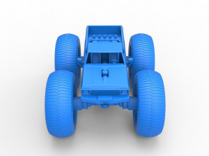 Vintage Monster Truck with 10 ft wheels Scale 1 to 25 3D-Druckmodell