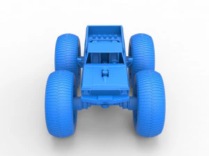 Vintage Monster Truck with 10 ft wheels Scale 1 to 25 3D Print Model