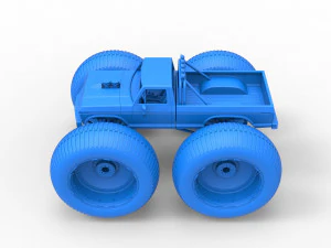 Vintage Monster Truck with 10 ft wheels Scale 1 to 25 3D Print Model