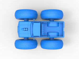 Vintage Monster Truck with 10 ft wheels Scale 1 to 25 3D Print Model
