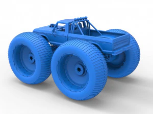 Vintage Monster Truck with 10 ft wheels Scale 1 to 25 3D Print Model