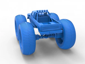Vintage Monster Truck with 10 ft wheels Scale 1 to 25 3D Print Model