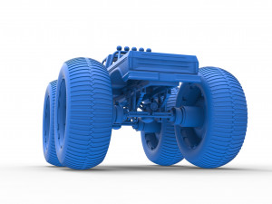 Vintage Monster Truck with 10 ft wheels Scale 1 to 25 3D-Druckmodell