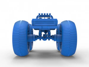 Vintage Monster Truck with 10 ft wheels Scale 1 to 25 3D Print Model