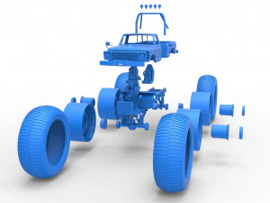 Vintage Monster Truck with 10 ft wheels Scale 1 to 25 3D Print Model