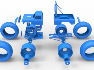Vintage Monster Truck with 10 ft wheels Scale 1 to 25 3D Print Model