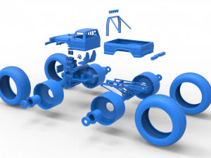 Vintage Monster Truck with 10 ft wheels Scale 1 to 25 3D Print Model