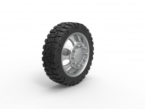 Front semi wheel for pickup Version 22 Scale 1 to 25 3D Print Model