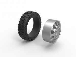 Front semi wheel for pickup Version 22 Scale 1 to 25 3D Print Model