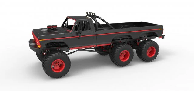 Monster Truck 6x6 concept Scale 1 to 25 3D Print Model .c4d .max .obj .3ds .fbx .stl .blend