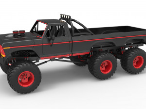 Monster Truck 6x6 concept Scale 1 to 25 3D Print Model