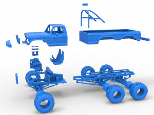 Monster Truck 6x6 concept Scale 1 to 25 3D Принт Модель