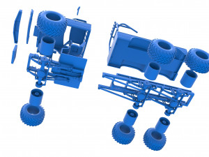 Monster Truck 6x6 concept Scale 1 to 25 3D Принт Модель