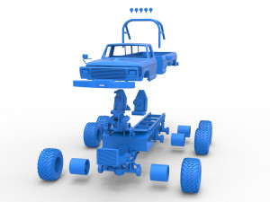 Monster Truck 6x6 concept Scale 1 to 25 3D Принт Модель