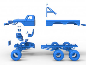 Monster Truck 6x6 concept Scale 1 to 25 3D Принт Модель