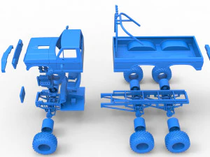 Monster Truck 6x6 concept Scale 1 to 25 3D Print Model